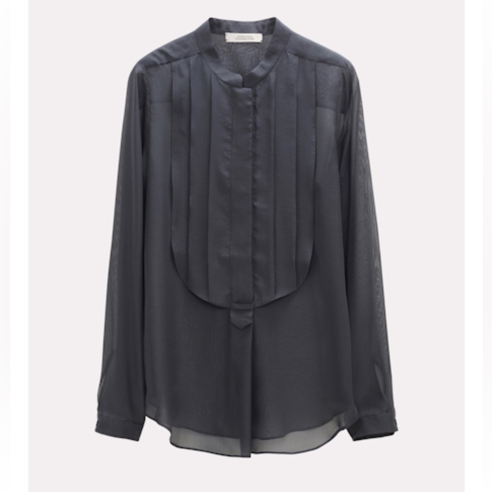 Dorothee Schumacher 100% Silk Sophisticated Charcoal Blouse Size S Anthracite